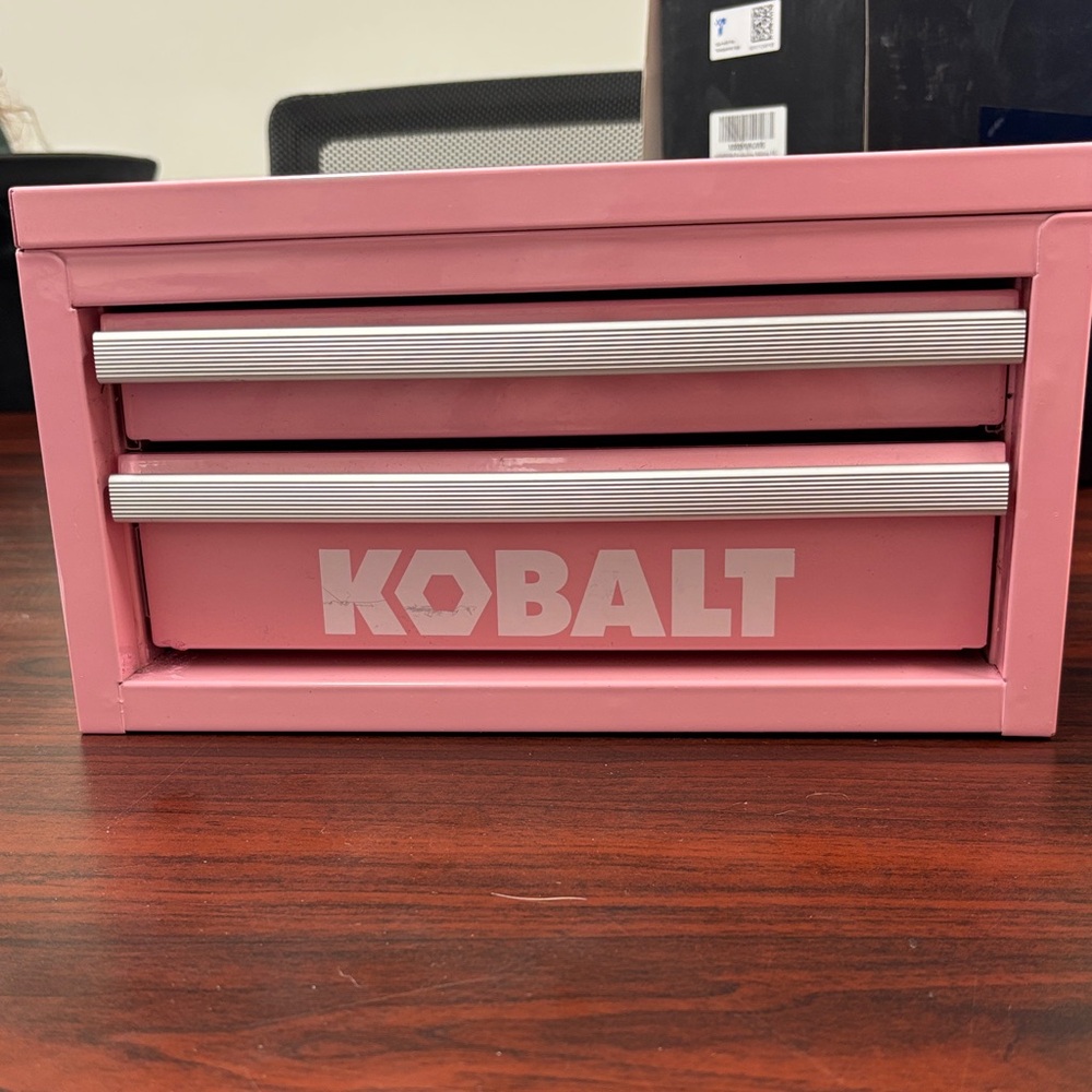 Mini Pink 2-Drawer Metal Tool Chest Organizer